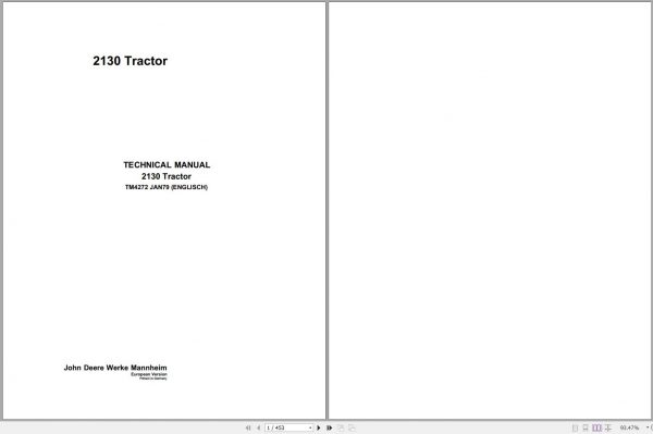 John Deere Tractor 2130 Technical Manual TM4272 1