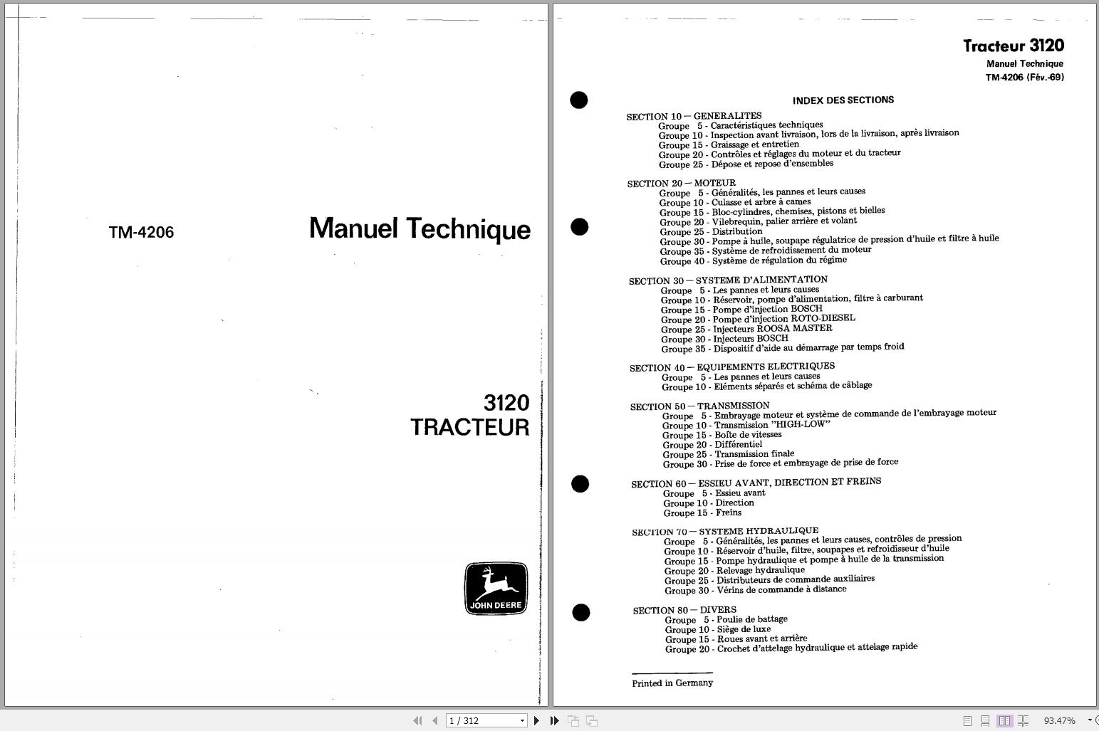 John Deere Tractor 3120 Technical Manual TM4206 ES 1