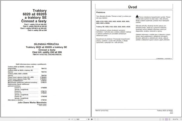 John Deere Tractor 6020 to 6920S Technical Manual TM4747 PART4 10.2002 CS 1