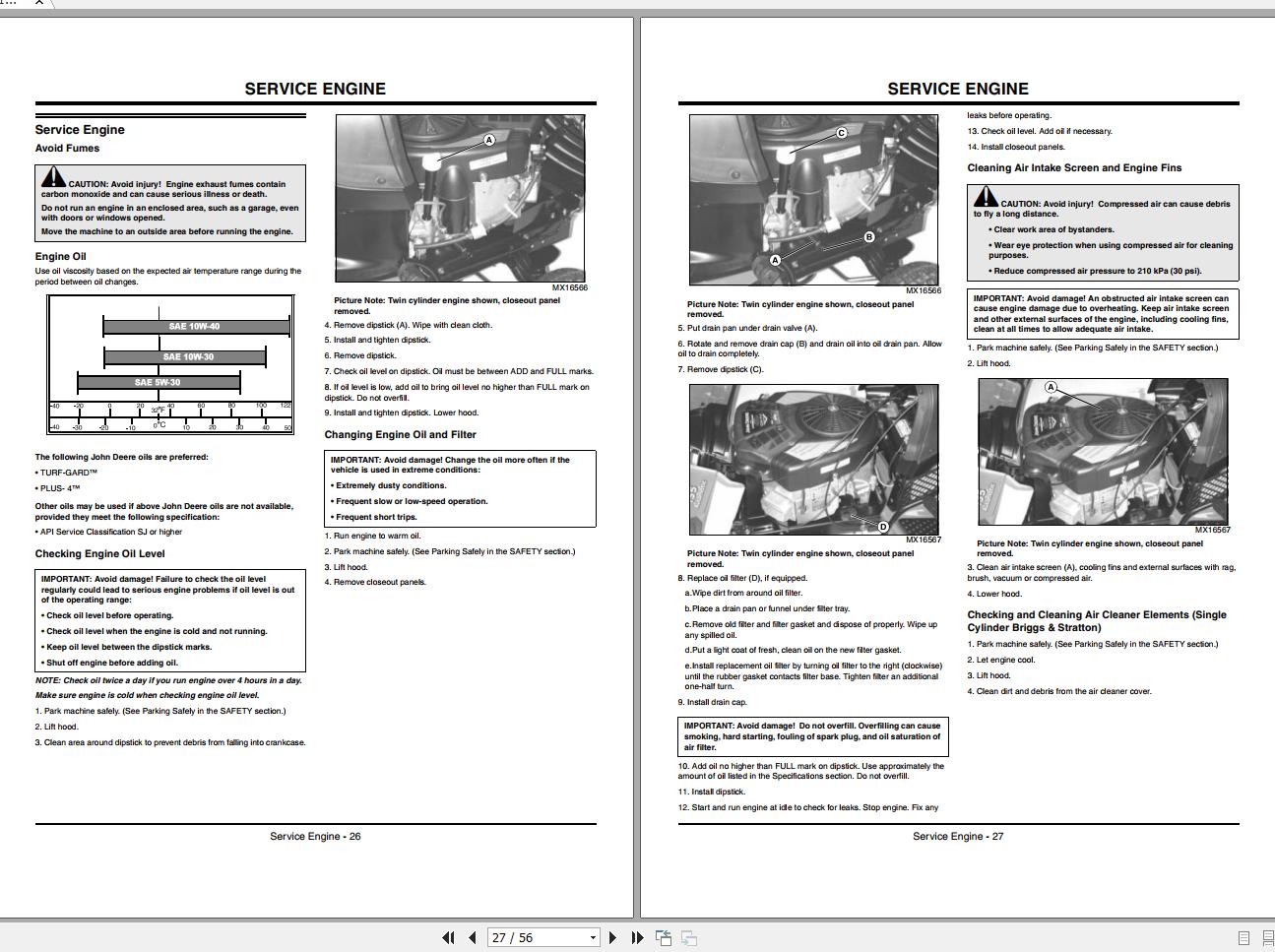 John Deere Tractor X110 X120 X140 SN 300001 Operator's Manual OMGX23442