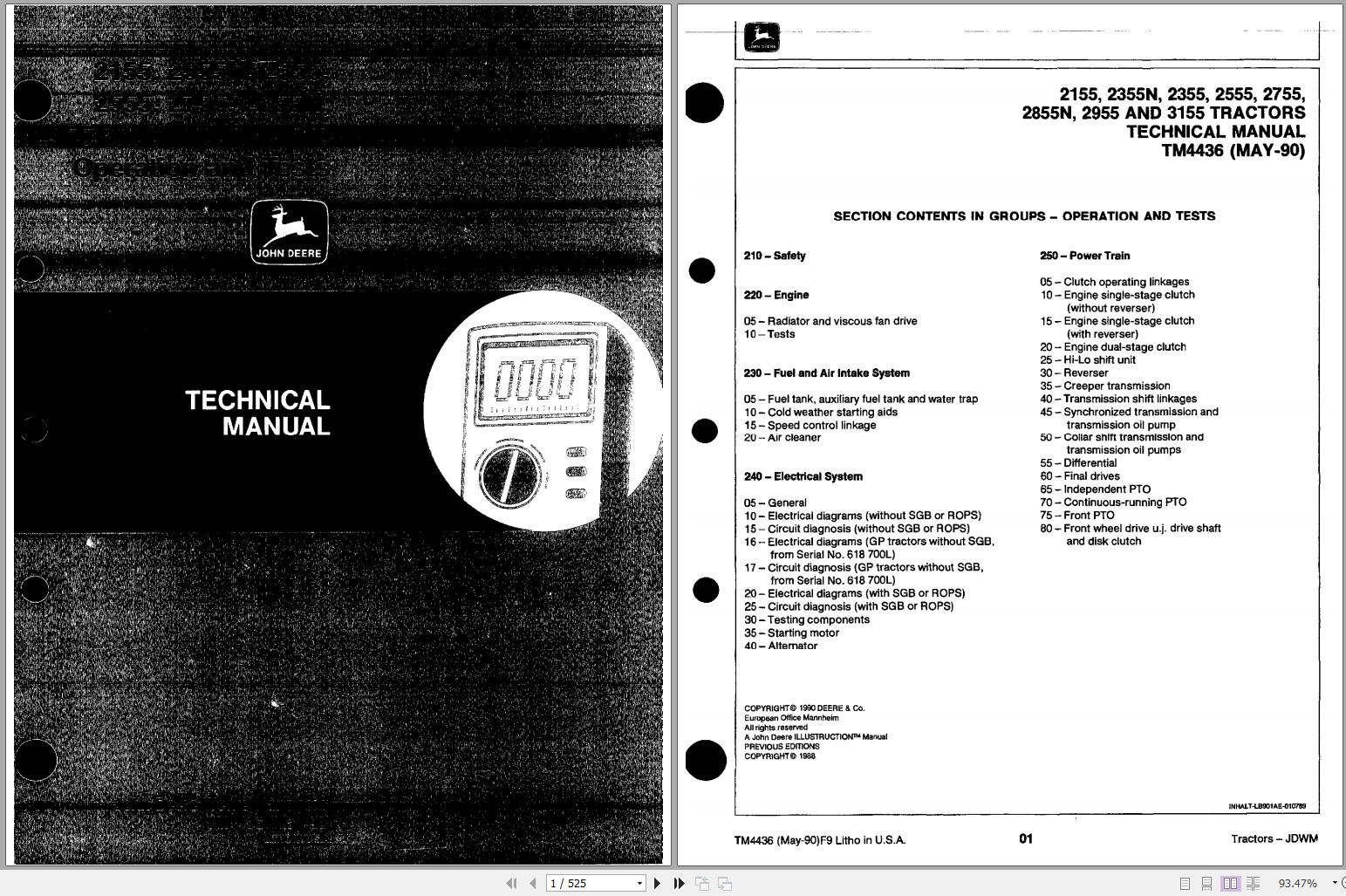John Deere Tractors 2155 3155 Technical Manual TM4436 1