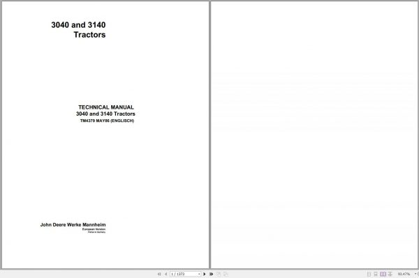 John Deere Tractors 3040 3140 Technical Manual TM4379 1