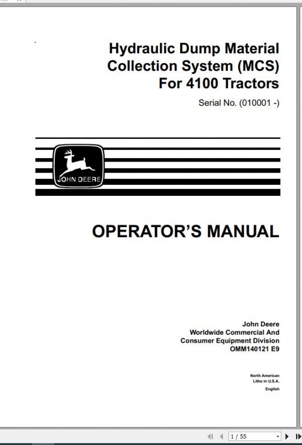 John Deere Tractors 4100 SN 010001 Operators Manual OMM140121 E9 1