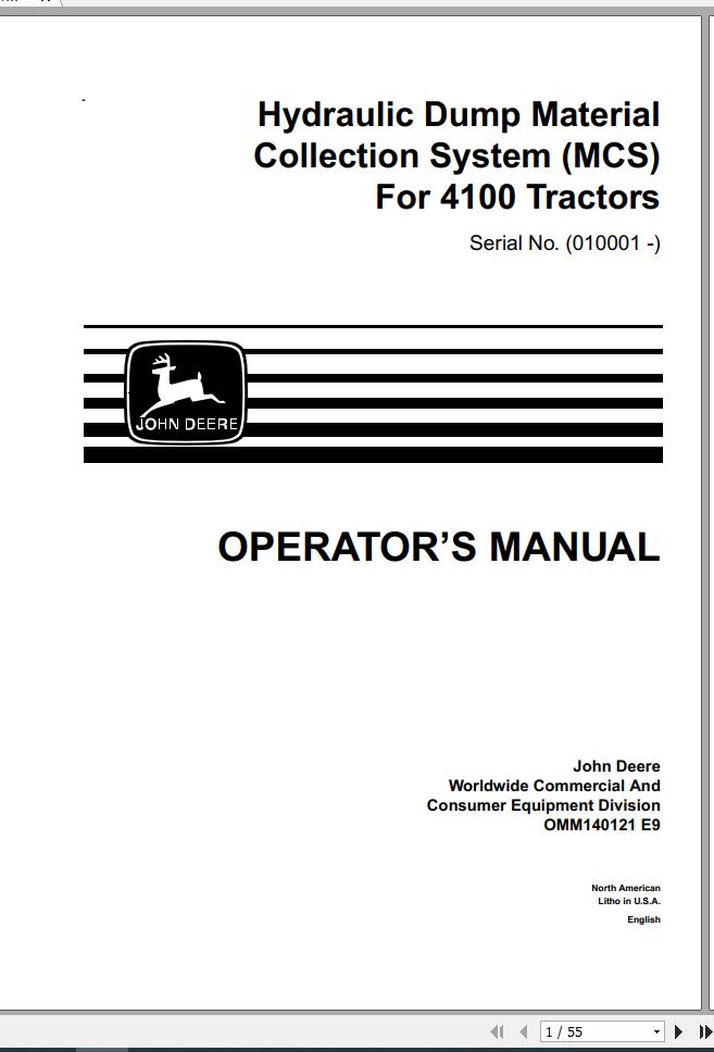 John Deere Tractors 4100 SN 010001 Operators Manual OMM140121 E9 1