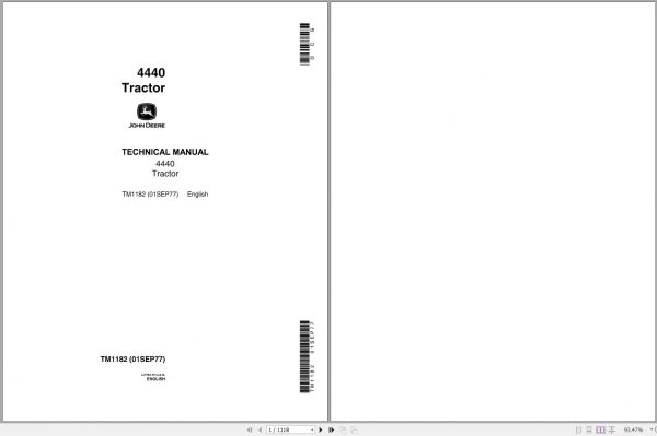 John Deere Tractors 4440 Technical Manual TM1182 1