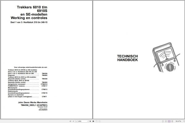 John Deere Tractors 6010 to 6910S SE Models Technical Manual TM4556 04.2001 1