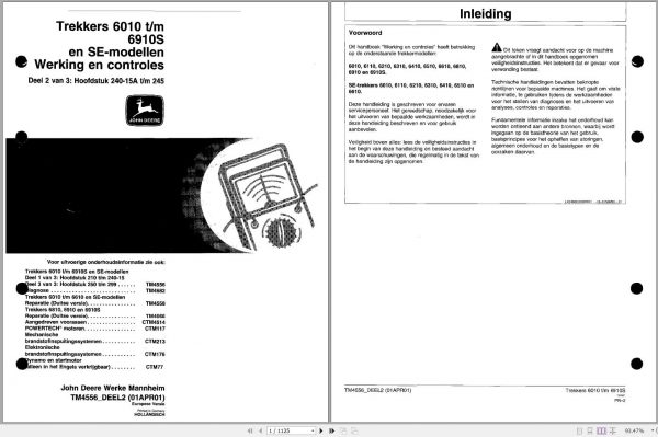 John Deere Tractors 6010 to 6910S SE Models Technical Manual TM4556 1