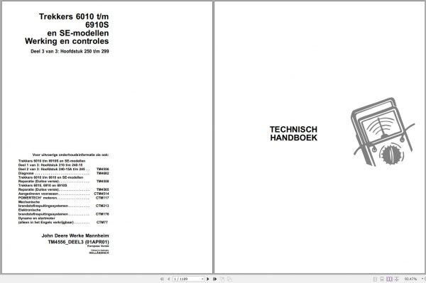 John Deere Tractors 6010 to 6910S SE Models Technical Manual TM4556 PART3 1