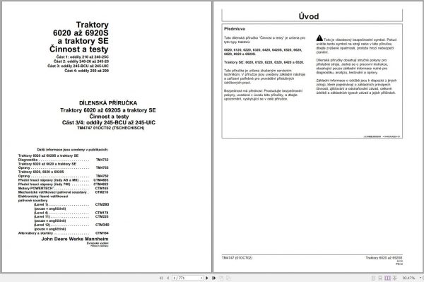 John Deere Tractors 6020 to 6920S SE Models Technical Manual TM4747 PART3 10.2002 CS 1