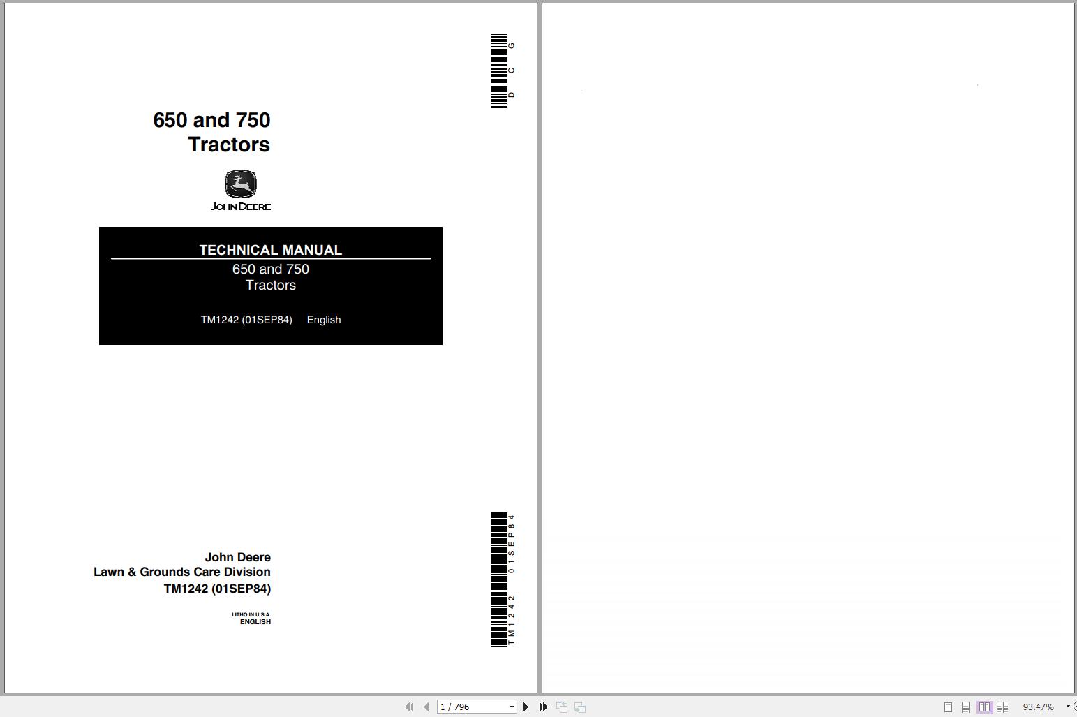 John Deere Tractors 650 750 Technical Manual TM1242