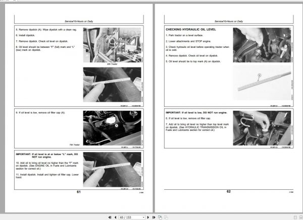 John Deere Tractors 755 855 955 SN 100001 Operators Manual OMM95303 I0 2