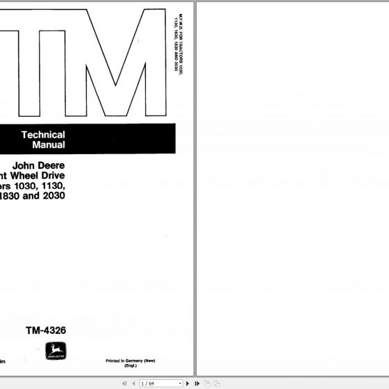 John Deere Tractors LA105 LA175 Technical Manual TM103463 12.2009 PT