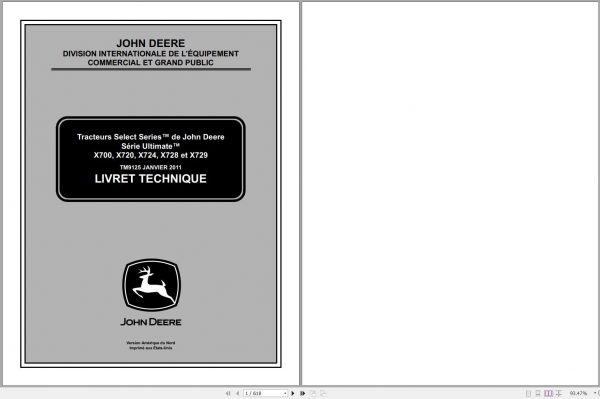 John Deere Tractors Select Ultimate Series X700 X720 X724 X728 X729 Technical Manual 1