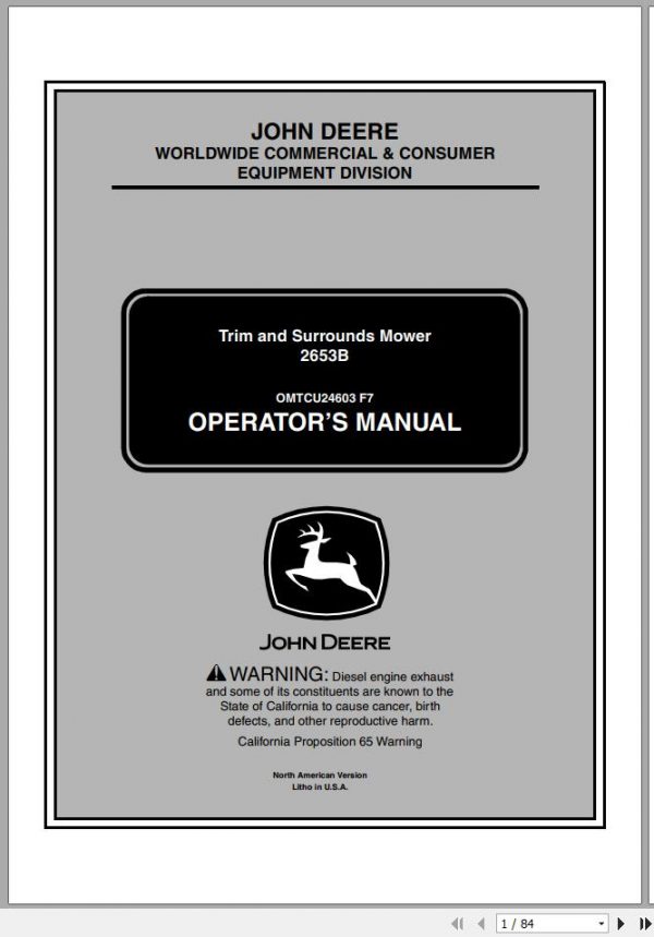 John Deere Trim Surrounds Mower 2653B SN 010001 Operators Manual 1