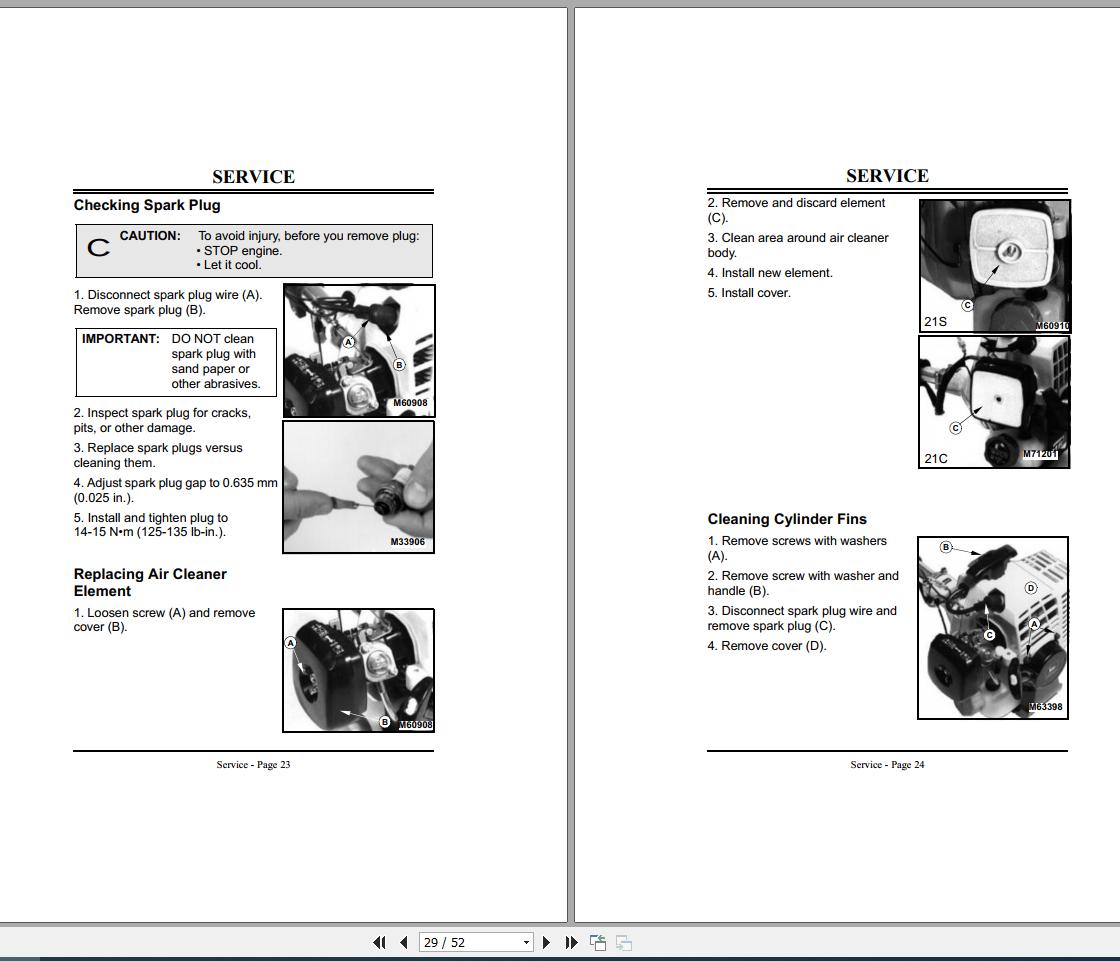 John Deere Trimmers 21C 21S SN 075001 Operator's Manual OMM122057 H5