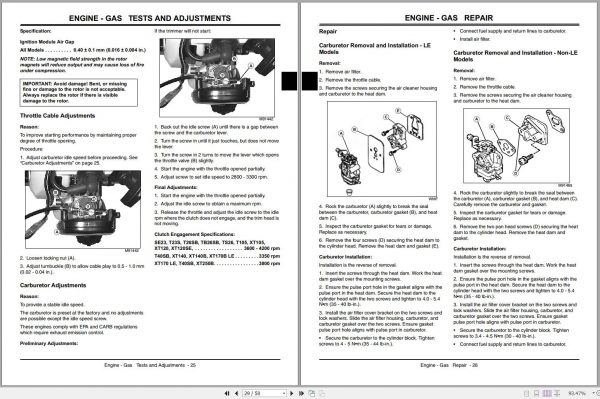 John Deere Trimmers Edger T XT LE Series SE23 Technical Manual TM1753 11.2003 2