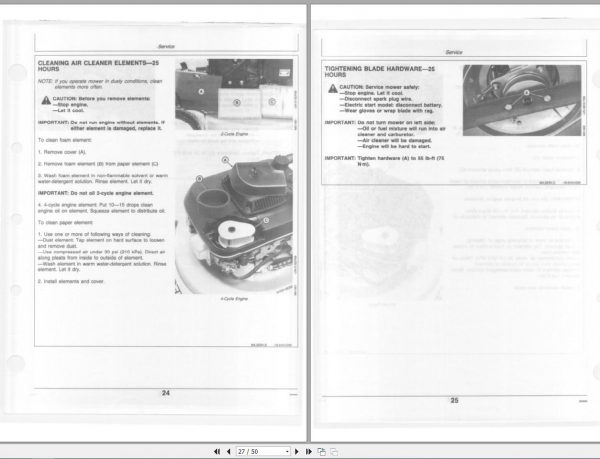 John Deere Walk Behind Rotary Mower 12SB 14SE 21 Inch Operators Manual OMM95322 H0 2