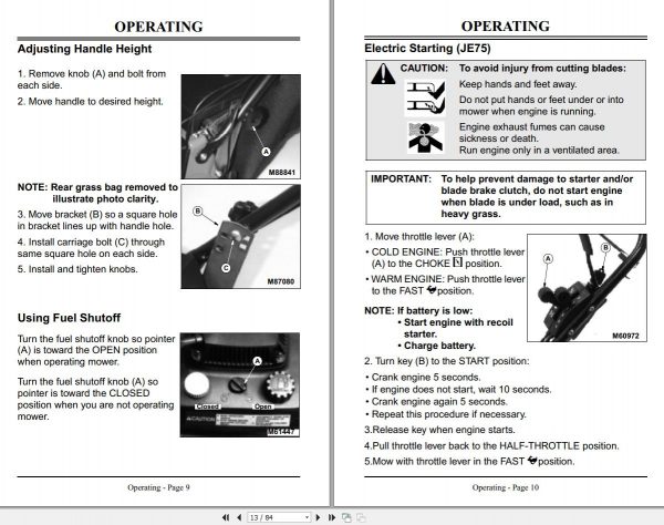 John Deere Walk Behind Rotary Mower JX75 JE75 21 Inch Operators Manual OMGC00313 I8 2