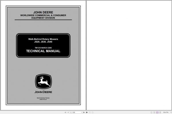 John Deere Walk Behind Rotary Mowers JS20 JS30 JS40 Technical Manual TM1335 03.2006 1