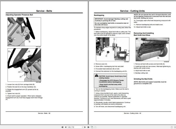 John Deere Walk Greens Mower 180SL 220SL 260SL SN 010001 Operators Manual 2012 2