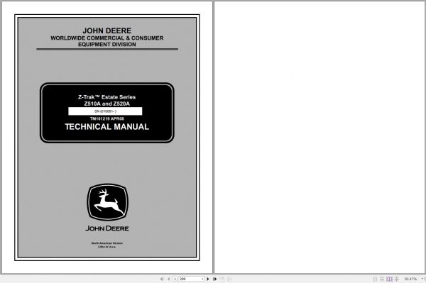 John Deere Z Trak Estate Series Z510A Z520A Technical Manual TM101219 04.2008 1