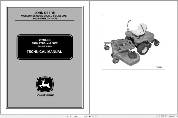 John Deere Z Trak F620 F680 F687 Technical Manual TM1678 06.2002 1