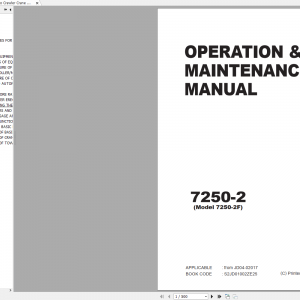 Kobelco Crawler Crane 7250 2F 2015.10 S2JD01002ZE25 Operation Maintenance Manual 1