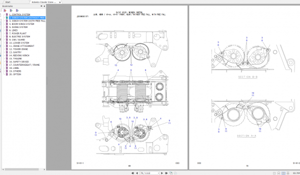 Kobelco Crawler Crane 7250 2F S3JD40002ZO13 Parts Manual 1 1