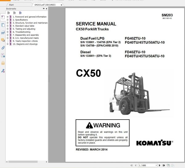 Komatsu Forklift 11.6 GB PDF Updated 2022 All Model Shop Manuals Service Manual DVD 10