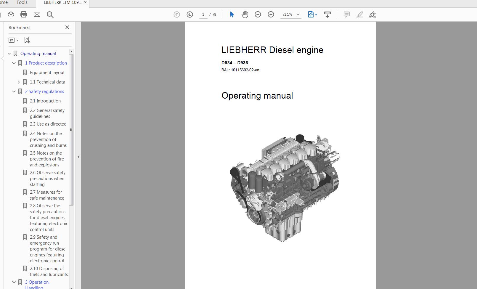 LIEBHERR LTM 1095 51 Operating Instruction ManualEngineError Code 1