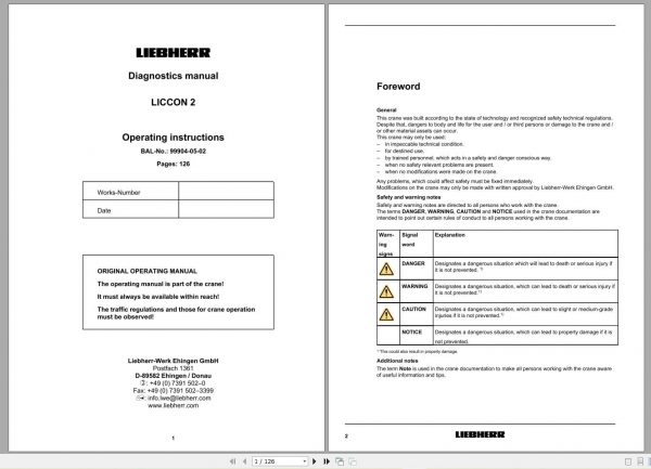 Liebherr Mobile Crane LTM 1750 9.1 750 Ton Operator Manual Diagnostics LICCON Wiring Diagram 8