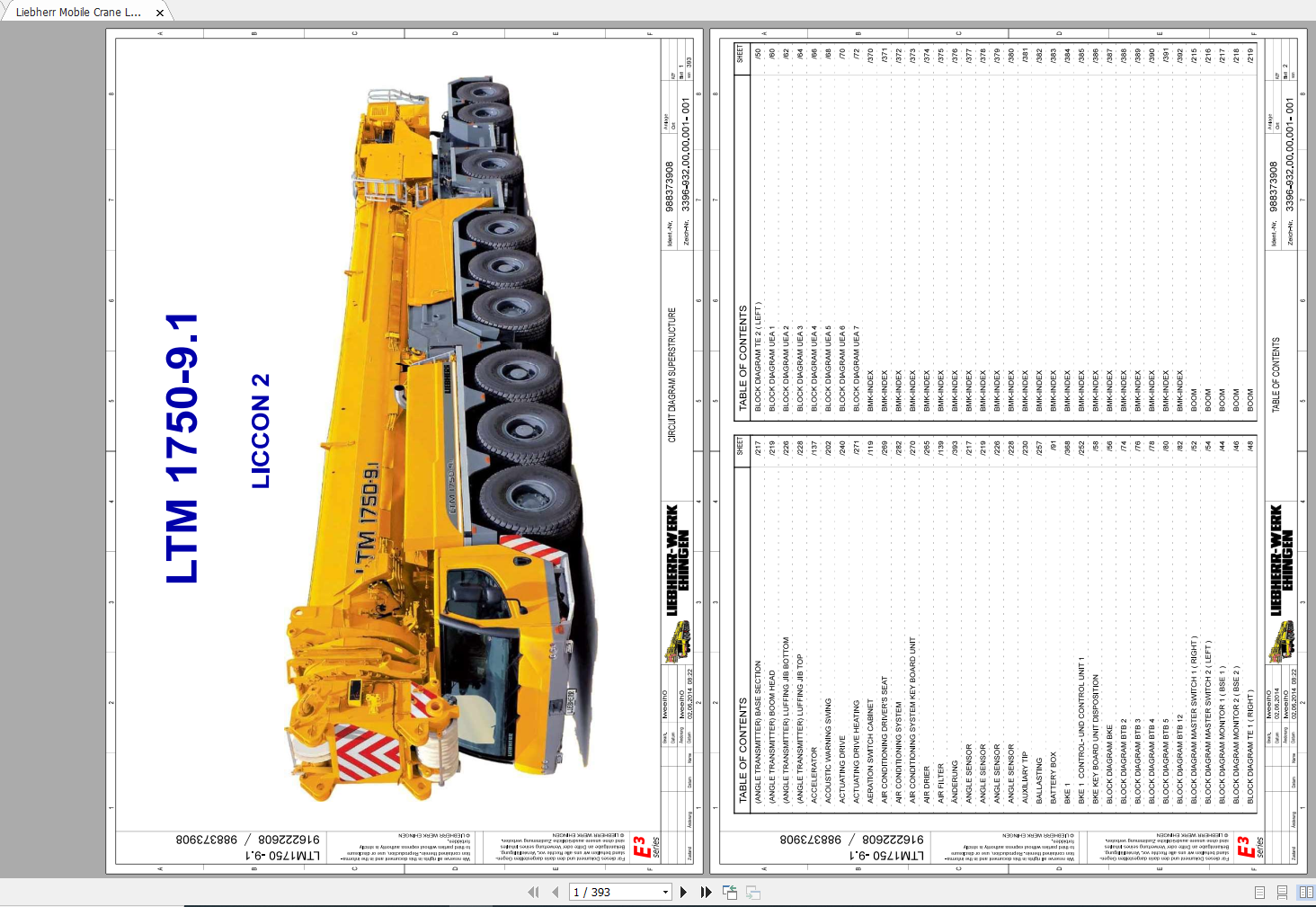 Liebherr Mobile Crane LTM 1750 9.1 LICCON 2 Circuit Diagram Superstructure 988373908 1