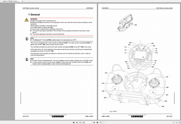 Liebherr Mobile Crane LTM 1750 9.1 LICCON 2 Operating Instructions Radio Remote Control 919800 03 02 2