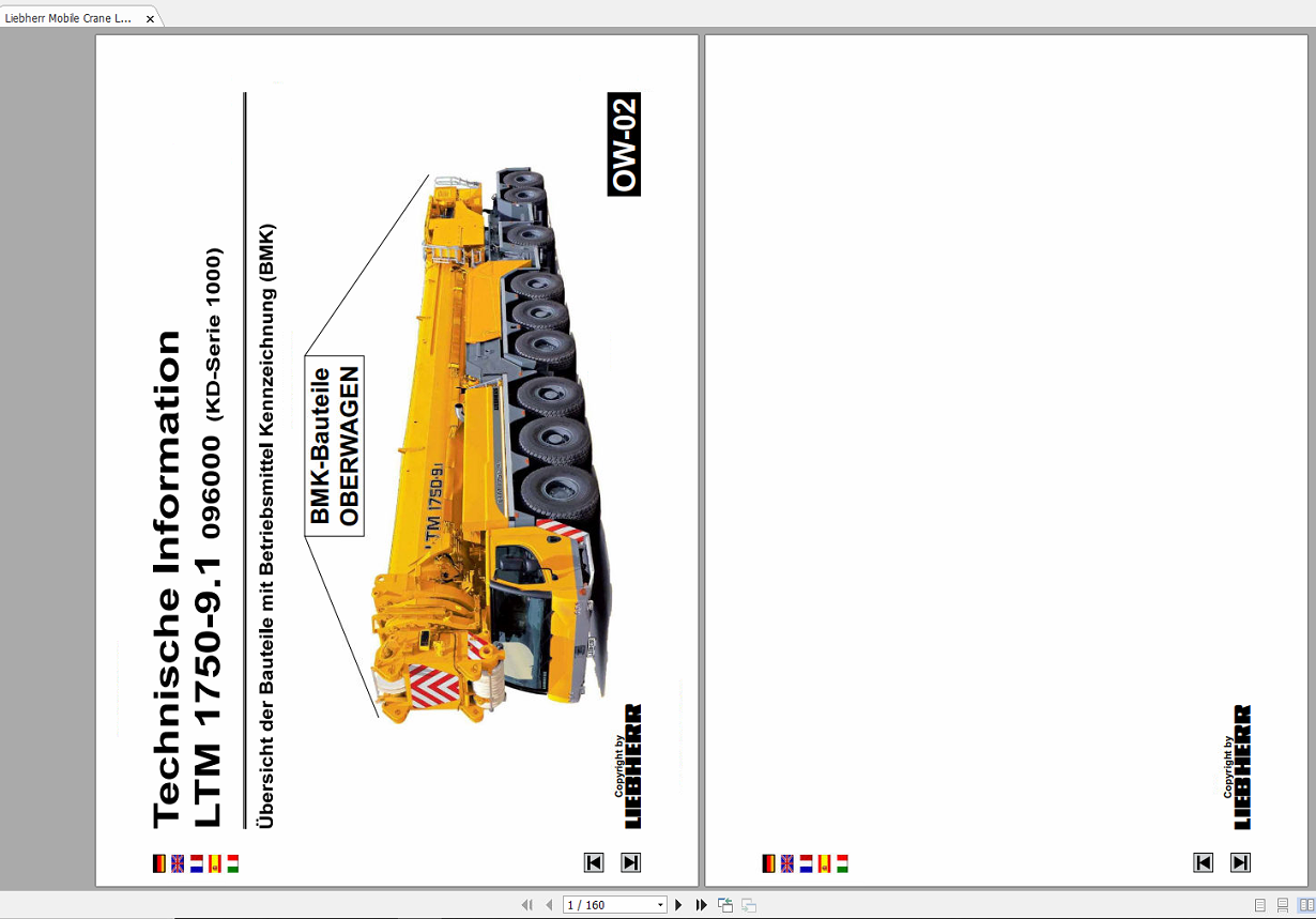 Liebherr Mobile Crane LTM 1750 9.1 Technical Information BMK OW 02 Oberwagen 096000 KD Series 1000 DE 1