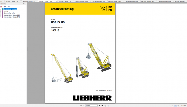 Liebherr Mobile Cranes Crawler Cranes Tower Cranes Spare Parts Catalog DVD 1