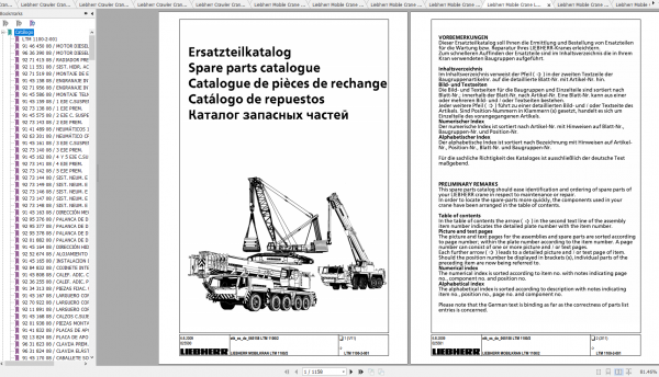 Liebherr Mobile Cranes Crawler Cranes Tower Cranes Spare Parts Catalog DVD 4