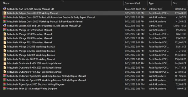 Mitsubishi Workshop Manual Service Repair Manual Wiring Diagram 2022 DVD 000