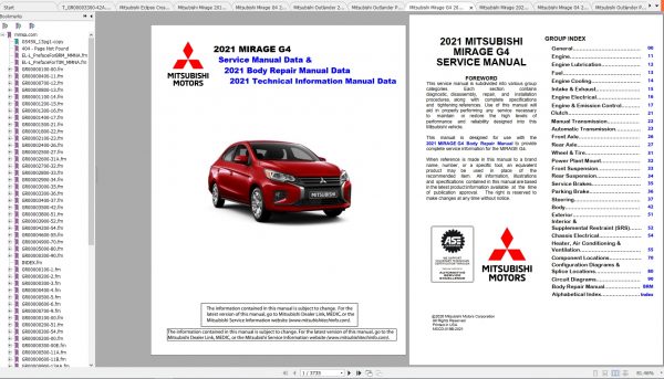 Mitsubishi Workshop Manual Service Repair Manual Wiring Diagram 2022 DVD 1