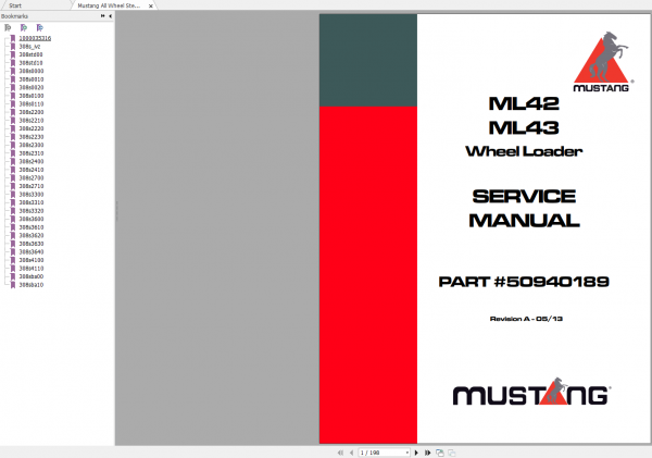 Mustang Heavy Equipment All Wheel Steer Loader Updated 2022 PDF Service Manual 1