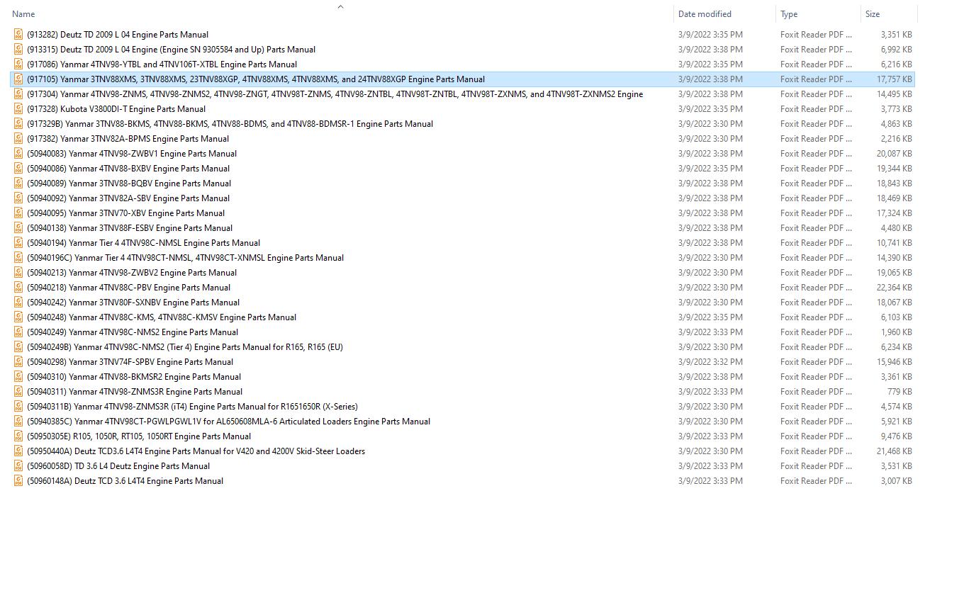 Mustang Heavy Equipment Engine 2022 PDF Parts Manual