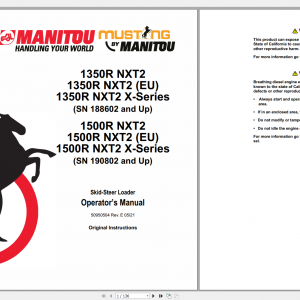 Mustang Heavy Equipment Skid Steer Loader Updated 2022 PDF Operators Manual 1