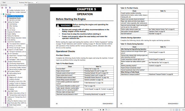 Mustang Heavy Equipment Skid Steer Loader Updated 2022 PDF Operators Manual 3