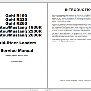 Mustang Heavy Equipment Skid Steer Loader Updated 2022 PDF Service Manual 1