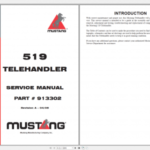 Mustang Heavy Equipment Telehandler Updated 2022 PDF Service Manual 0