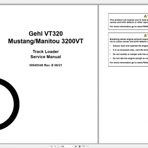Mustang Heavy Equipment Track Loader Updated 2022 PDF Service Manual 1