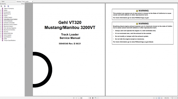 Mustang Heavy Equipment Track Loader Updated 2022 PDF Service Manual 1