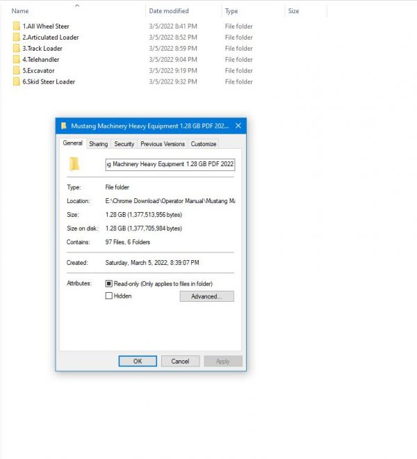 Mustang Machinery Heavy Equipment 1.28 GB PDF 2022 Operator Manuals DVD 1
