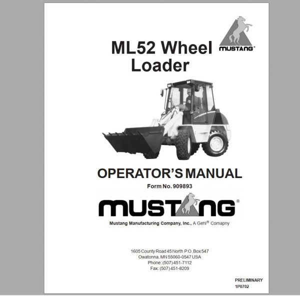 Mustang Machinery Heavy Equipment 1.28 GB PDF 2022 Operator Manuals DVD 2