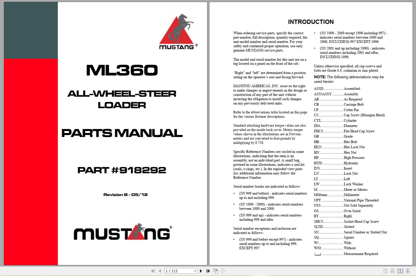Mustang Machinery Heavy Equipment 325 GB PDF 2022 Part Catalog Manuals DVD 1