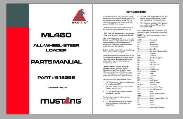 Mustang Machinery Heavy Equipment 325 GB PDF 2022 Part Catalog Manuals DVD 2